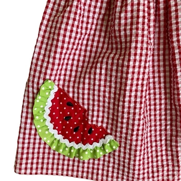 Emily Rose Girls Red White Gingham Seersucker Summer Dress Watermelon Size 3T - Picture 10 of 14